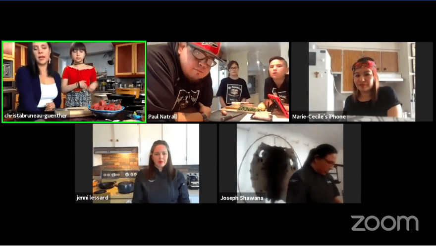 Five Indigenous Chefs on Zoom Call Screen
